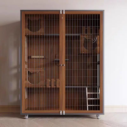 Wooden cat villa household indoor cat cage grid door cat house three-layer cat cabinet breeding cage cat nest luxury cat house