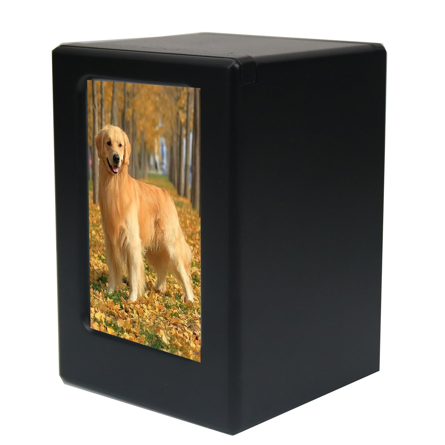 Pet urn Wooden black Photo-friendly Pet wooden urn Engraving and nameplate
