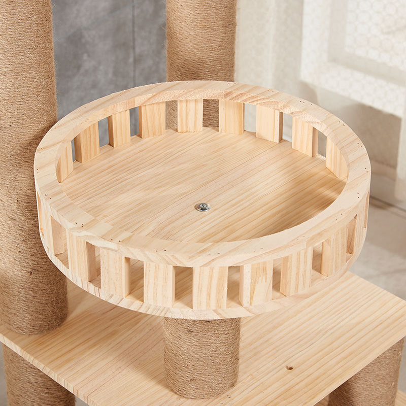Wholesale solid wood cat climbing frames, cat tree, pet supplies, and multi-layered cat beds