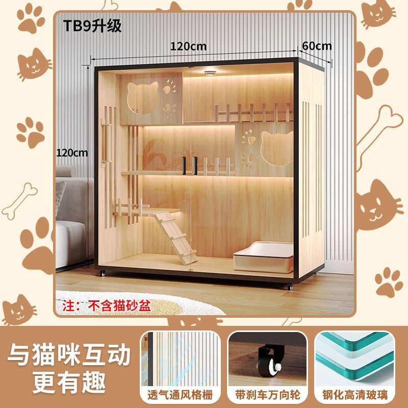 Cat Villa Wooden Cat Cage Household Indoor Double-layer Cat Cabinet Three-layer Cat House Pet Cabinet Cat Nest Cat House