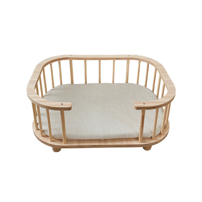 Solid wood pet dog bed cat bed off the ground breathable four seasons universal moisture-proof removable pet nest medium and small dog bed