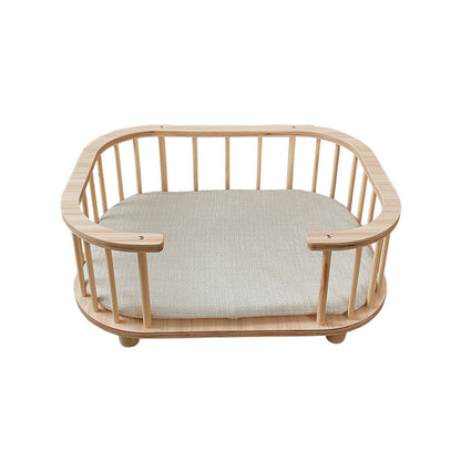 Solid wood pet dog bed cat bed off the ground breathable four seasons universal moisture-proof removable pet nest medium and small dog bed
