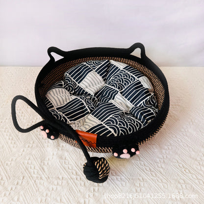 Universal in all seasons, wear-resistant, winter sleeping cat nest chips, pets can be woven with water, but cannot be washed off, scratching cat nest cotton and linen nest