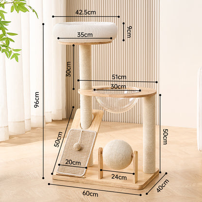 Solid wood cat climbing frame cat nest cat tree integrated vertical cat scratching board household small does not occupy an area kitten toy scratch resistant