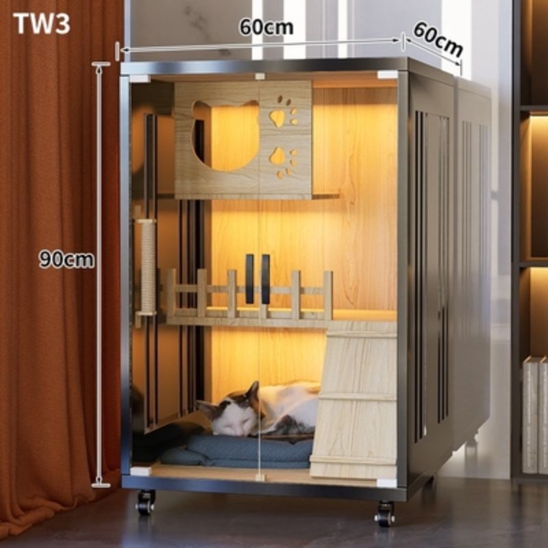 Wooden cat villa on the second and third floors of the super large cat cage cat house cat house home indoor cat house cat kennel pet cabinet