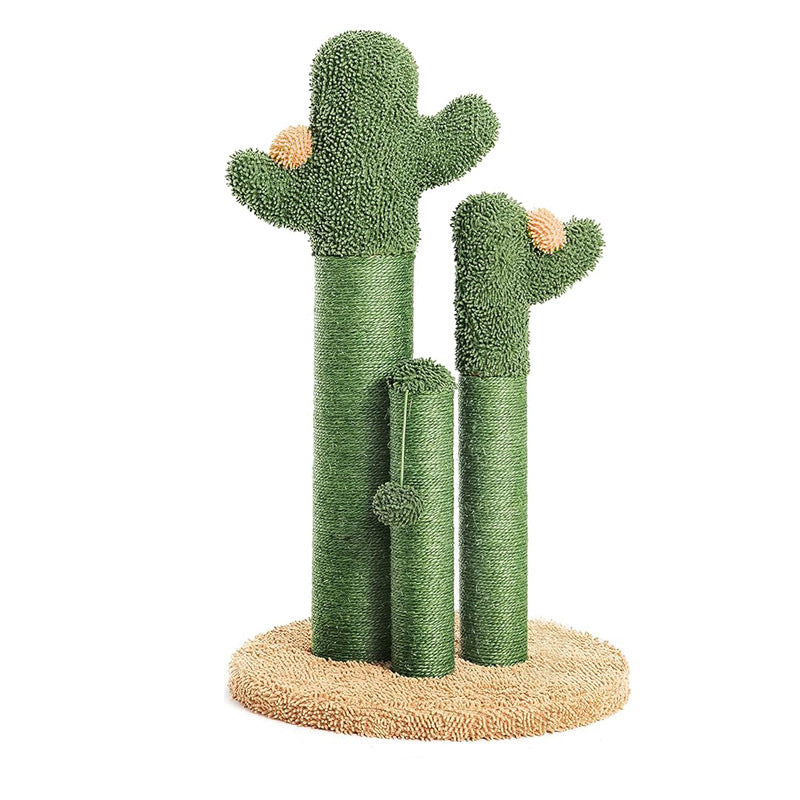 Wholesale cactus cat climbing frame is wear-resistant and cannot drop chips. The cat self-hi relieves boredom and scratches. Solid wood small apartment cat scratching column