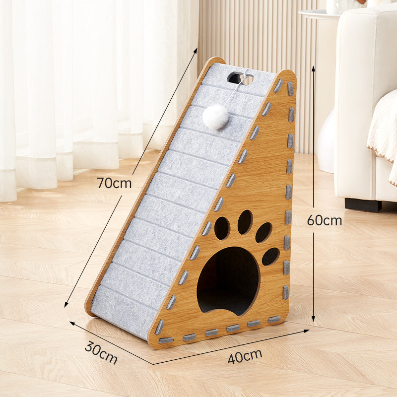 The cat litter is integrated, wear-resistant and non-crumb-resistant, cat scratch-resistant, triangular large vertical felt cat claw board, anti-cat scratch.