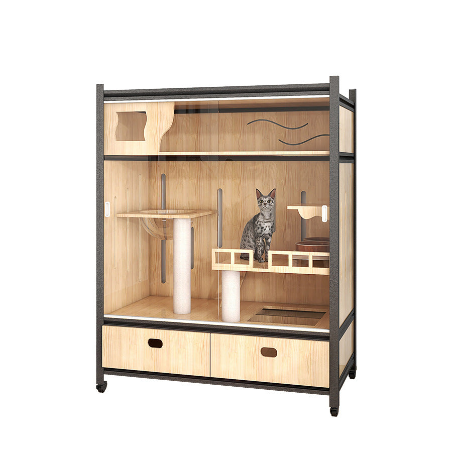 Luxury double-layer cat villa wholesale cat delivery room large space cat cage cat house solid wood cat cabinet cat cage