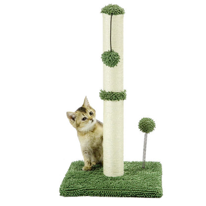 Wholesale cactus cat climbing frame is wear-resistant and cannot drop chips. The cat self-hi relieves boredom and scratches. Solid wood small apartment cat scratching column