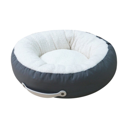 Wholesale cats, dogs and pets two-color splicing autumn and winter plush warm round kennel removable and washable