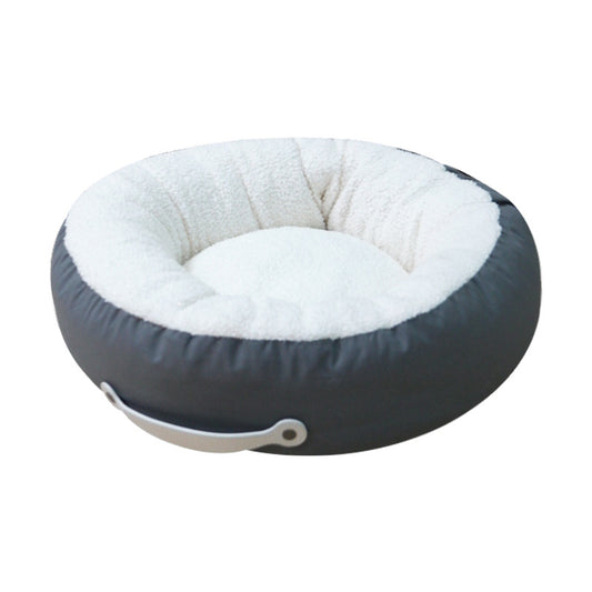 Wholesale cats, dogs and pets two-color splicing autumn and winter plush warm round kennel removable and washable