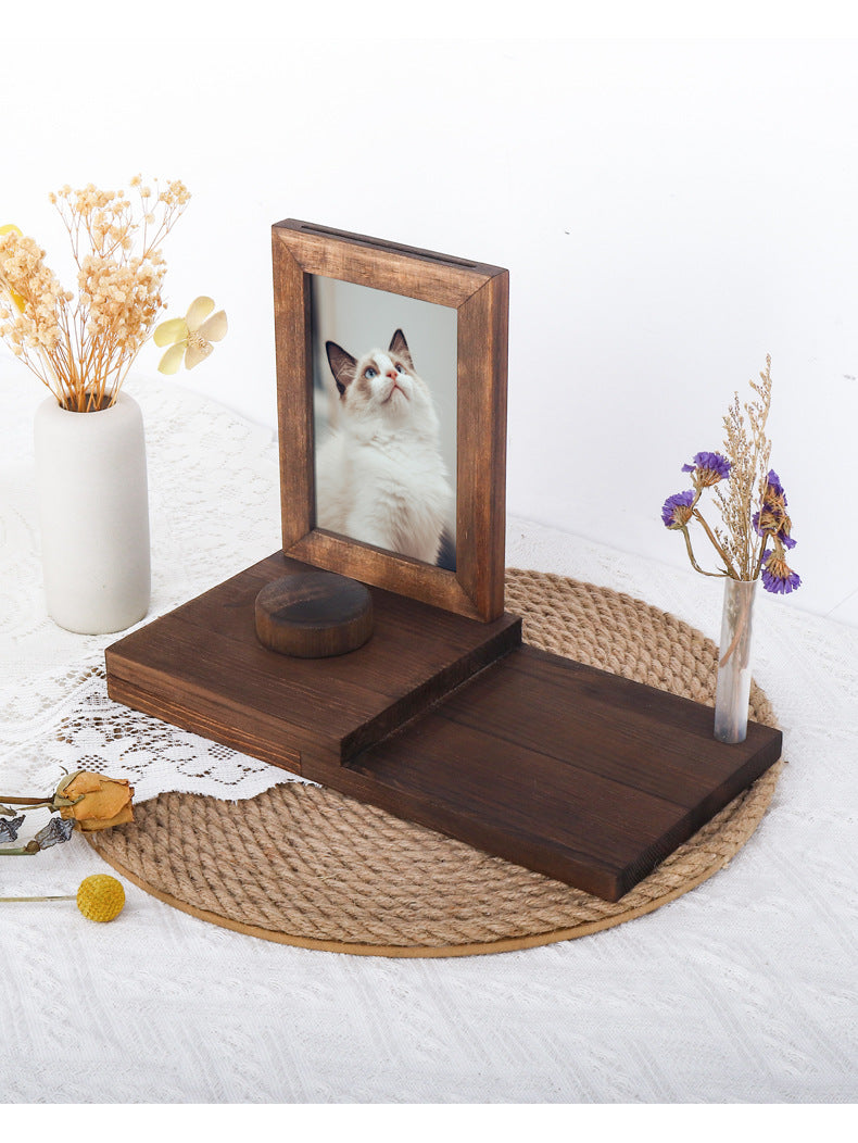Pet commemorative photo frame wooden cat photo frame table dog photo ornament