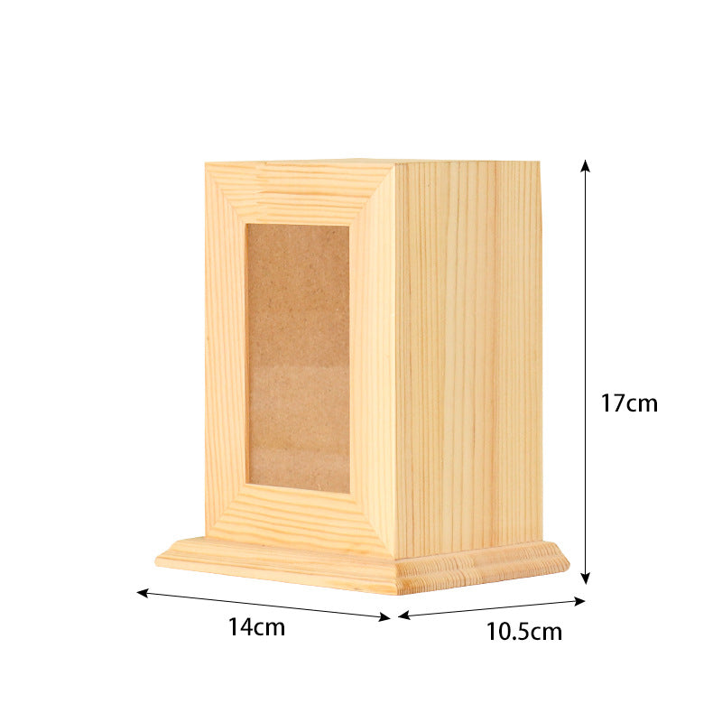 Animal wooden box Solid wood pet memorial urn with picture frame Dog cat pet cremation box