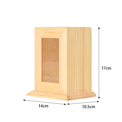 Animal wooden box Solid wood pet memorial urn with picture frame Dog cat pet cremation box