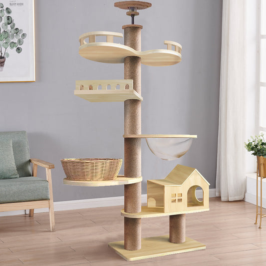 Wholesale Cat Climbing Frame Cat Nest Cat Tree Integrated Solid Wood Top Heaven and Earth Tongtian Post Cat Toy Cat Scratch Board Stable Cat Post