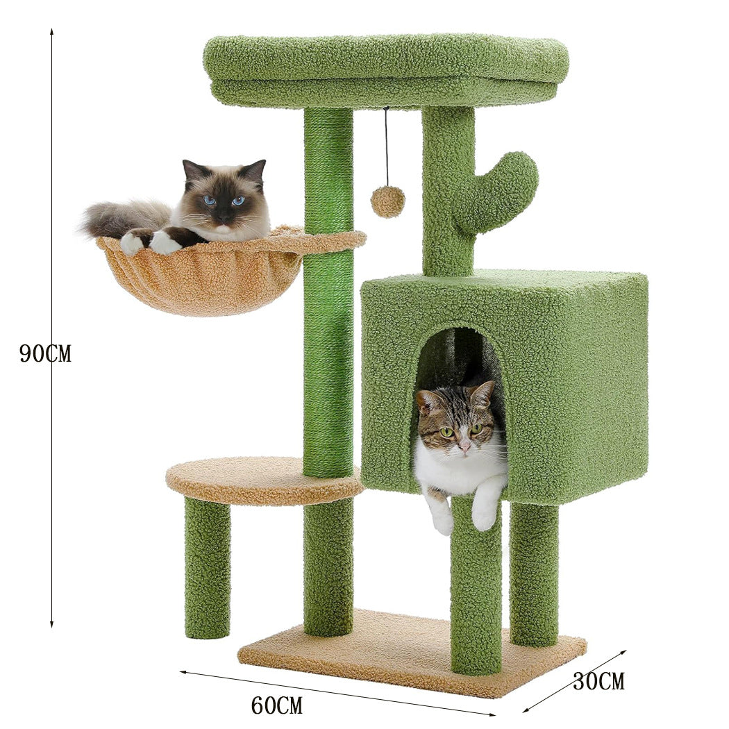 Wholesale Tongtian Pillar Cactus Cat Nest Cat Tree Integrated Cat Scratch Board Cat Toy Self-Hi Solid Wood Cat Climbing Frame