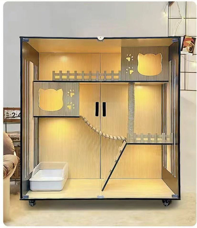 Cat villa cat cage cat cabinet wooden cat villa cat nest cat house cat big house second and third floor cat castle pet cabinet