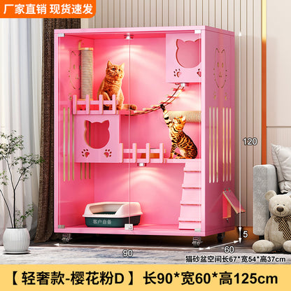 Cat Villa Solid Wood Wooden Household Solid Wood Cat House  Multi-colored Cat House Cat House Cat Cage Spot