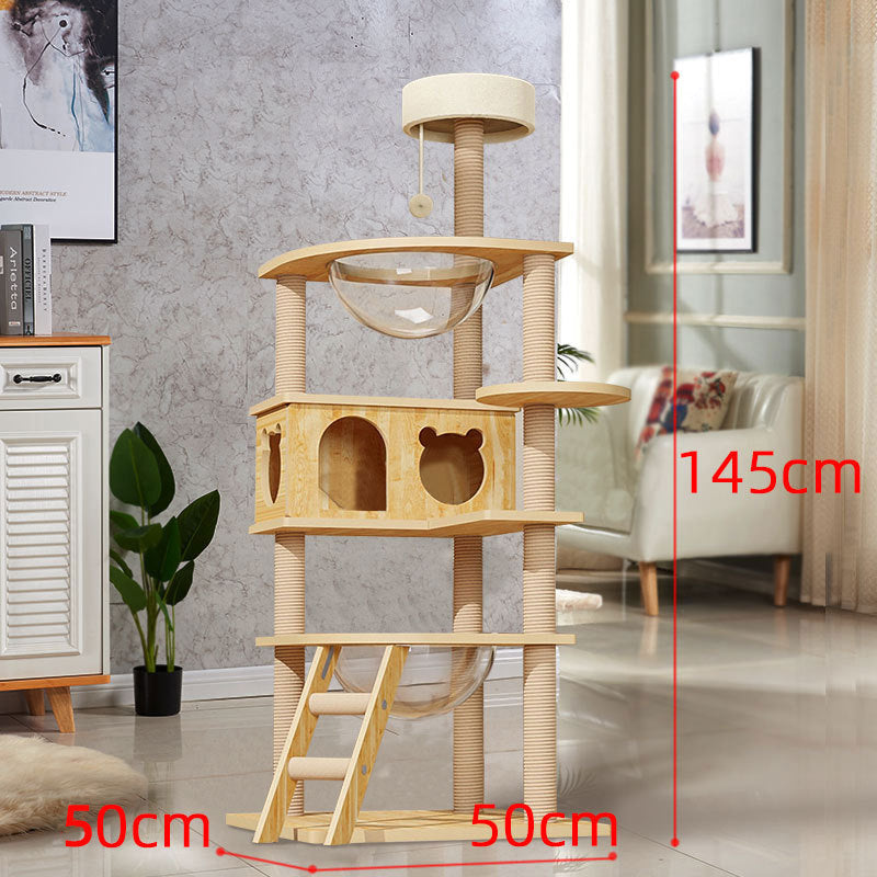 Wholesale cat climbing frame cat nest cat tree integrated factory direct sales cat scratching board solid wood large cat jumping platform column