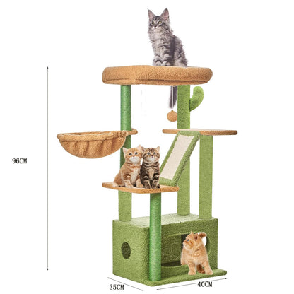Wholesale custom large cat climbing frame big cat special wooden cat litter cat tree integrated cactus cat tree sisal