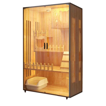 Wooden cat villa on the second and third floors of the super large cat cage cat house cat house home indoor cat house cat kennel pet cabinet