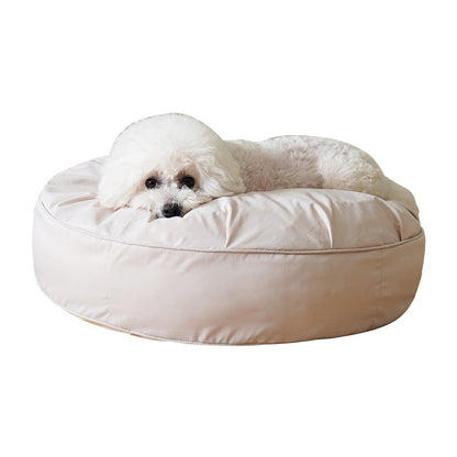 Wholesale cats, dogs and pets two-color splicing autumn and winter plush warm round kennel removable and washable