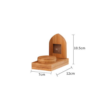 Wooden cat and dog commemorative box Pet supplies Wooden box with photo frame Drawer wooden pet urn