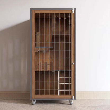 Wooden cat villa household indoor cat cage grid door cat house three-layer cat cabinet breeding cage cat nest luxury cat house