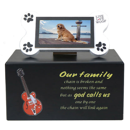 Spot wooden pet guitar + photo frame urn funeral supplies, solid wood birthday box sacrificial urn