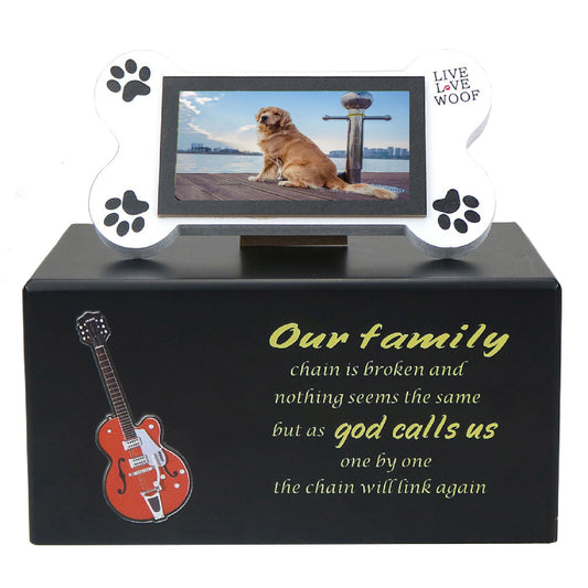 Spot wooden pet guitar + photo frame urn funeral supplies, solid wood birthday box sacrificial urn