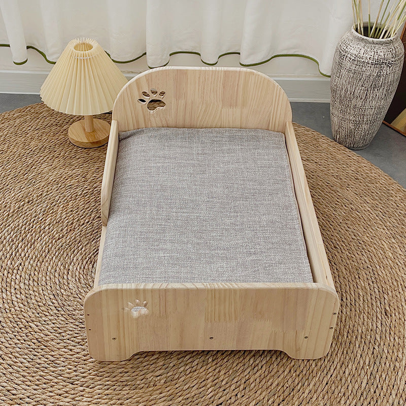 Four-season universal simple wind small wooden bed, cats and other small pets, the style is fashionable and cute, breathable and not damp