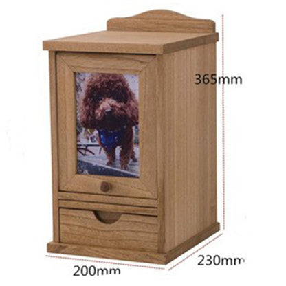 Pet commemorative urn, small house-shaped urn, with photo frame, with small drawers