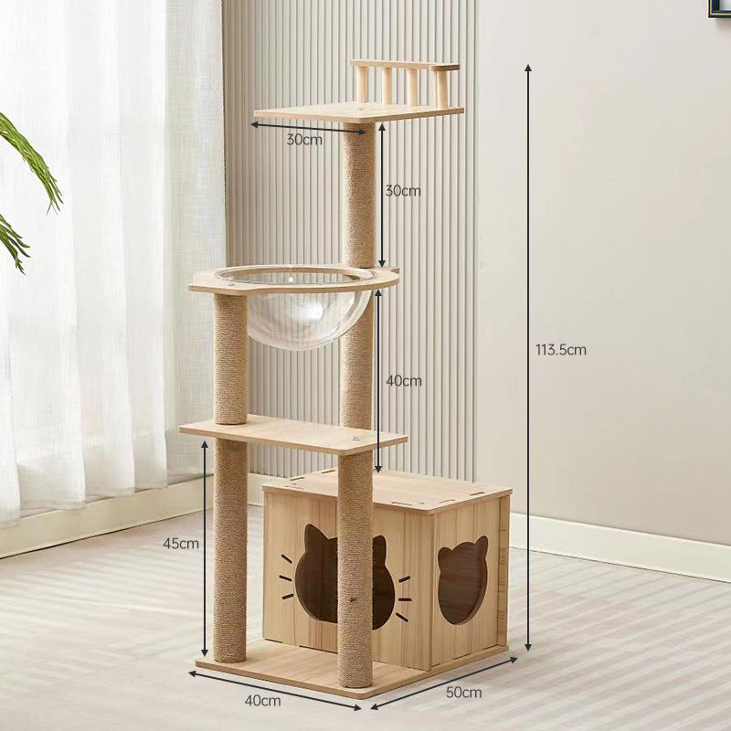 Cat climbing frame cat nest cat tree integrated household solid wood cat shelf space capsule cat nest cat observation platform cat jumping platform