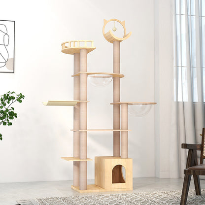 Large cat frame Cat climbing frame Wholesale Solid wood cat nest Jump platform Space capsule Original luxury cat rack Integrated type