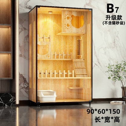 Wooden cat villa on the second and third floors of the super large cat cage cat house cat house home indoor cat house cat kennel pet cabinet