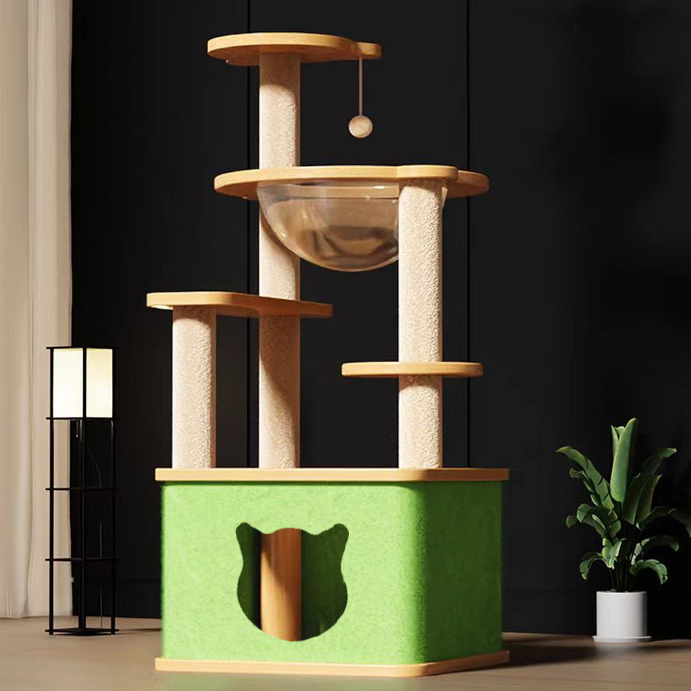 Wholesale cat climbing frame cat nest cat tree integrated factory direct sales cat scratching board solid wood large cat jumping platform column