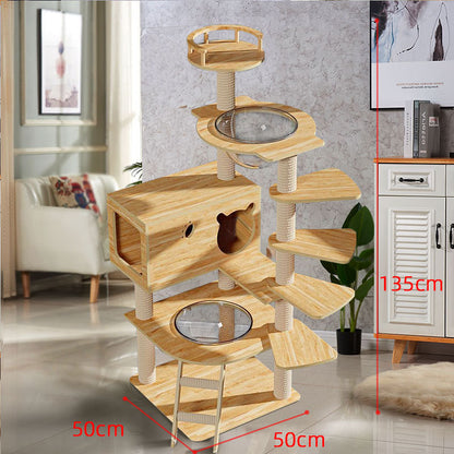 Wholesale cat climbing frame cat nest cat tree integrated factory direct sales cat scratching board solid wood large cat jumping platform column