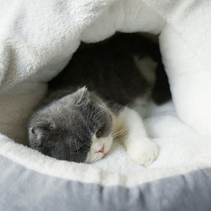 Wholesale new PV fleece Mongolian bag with door curtain plush comfortable semi-closed pet cat kennel supplies