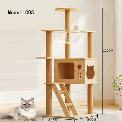 Wholesale cat climbing frame cat nest cat tree integrated factory direct sales cat scratching board solid wood large cat jumping platform column