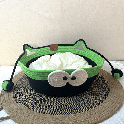 New woven cat nest in summer, pet nest, universal in all seasons, wear-resistant and scratch-resistant, self-hi ball integrated, washable and warm nest