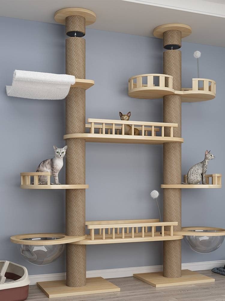 Wholesale cat climbing frame luxury Tongtian cat scratching column cat jumping platform pet hammock factory wholesale cat nest top Tmall tree