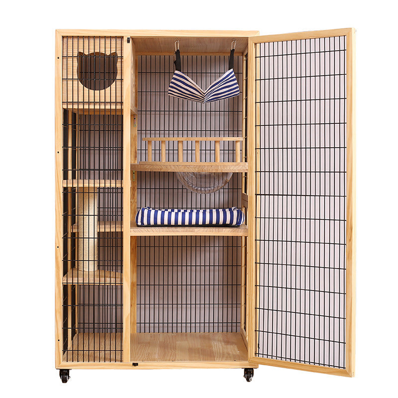 Cat Villa Factory Direct Sales Solid Wood Cat Cage Large Pet Household Cage Indoor Three Layers Four Layers Free Space