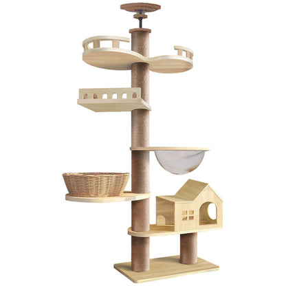 Wholesale Cat Climbing Frame Cat Nest Cat Tree Integrated Solid Wood Top Heaven and Earth Tongtian Post Cat Toy Cat Scratch Board Stable Cat Post