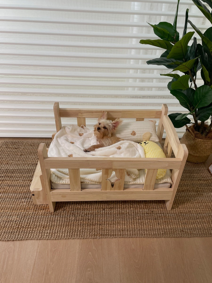 Pet wooden bed, dog wooden bed, pet dog cat wooden bed, small and medium-sized dogs, off-ground four-season wooden nest
