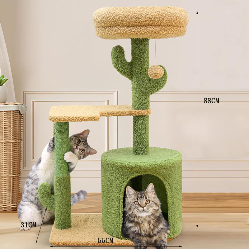 Wholesale cat climbing frame Wooden Cat Climbing Rack Cactus Cat Scratch Post Sisal Cat Toy Vertical Cat Scratch Rack Simple Cat Nest