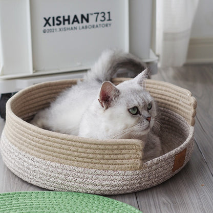 Cat nest cat scratching board integrated cat round cushion cotton thread cat claw nest claw grinder toy cat scratching blanket does not drop debris