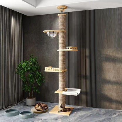 Wholesale Cat Climbing Frame Cat Nest Cat Tree Integrated Solid Wood Top Heaven and Earth Tongtian Post Cat Toy Cat Scratch Board Stable Cat Post
