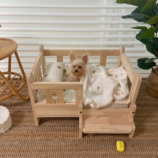 Pet wooden bed, dog wooden bed, pet dog cat wooden bed, small and medium-sized dogs, off-ground four-season wooden nest