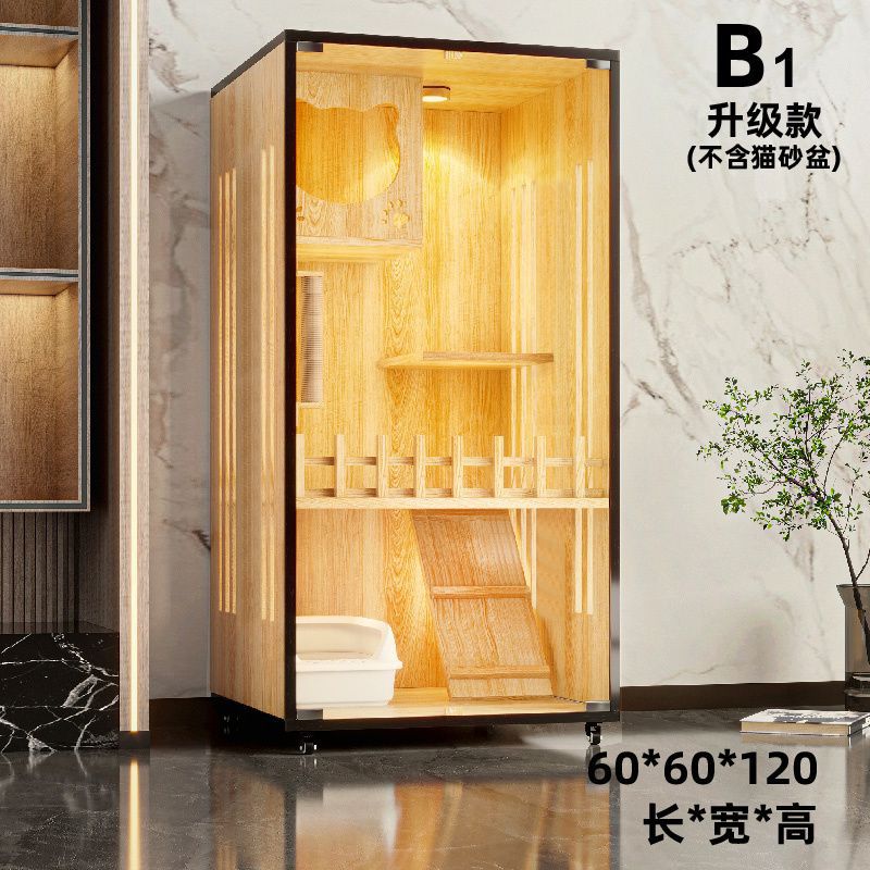 Wooden cat villa on the second and third floors of the super large cat cage cat house cat house home indoor cat house cat kennel pet cabinet