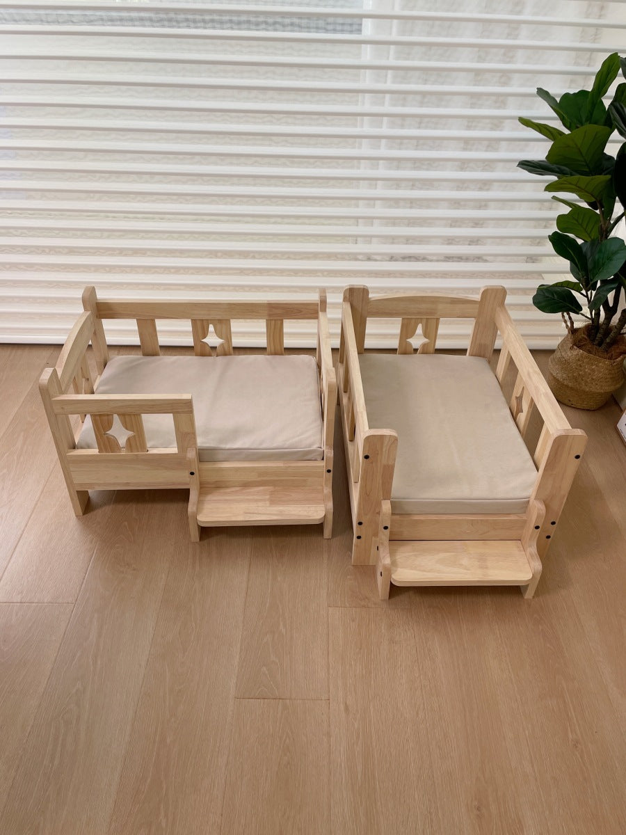 Pet wooden bed, dog wooden bed, pet dog cat wooden bed, small and medium-sized dogs, off-ground four-season wooden nest